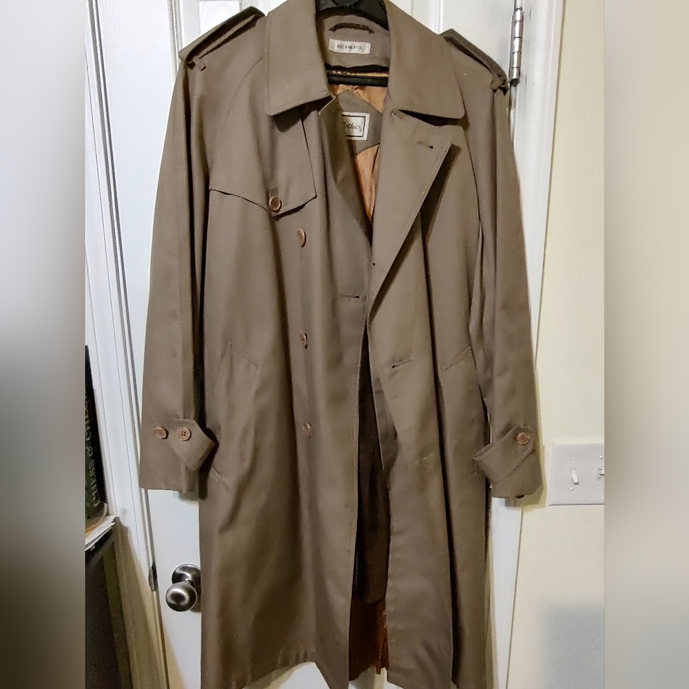 The Clothier Men Trench coat Brown Cotton SZ 38S